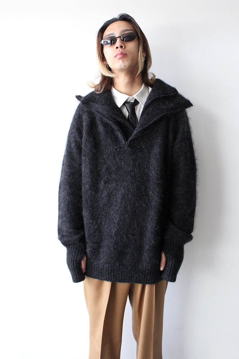 MOHAIR DOUBLE HIGH NECK P/O KNIT .12 / CHARCOAL