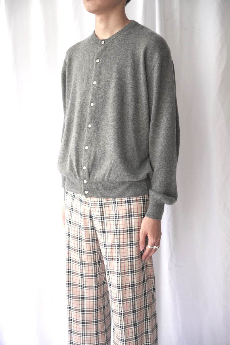 CASHMERE CREW NECK CARDIGAN .16 / HEATHER GRAY