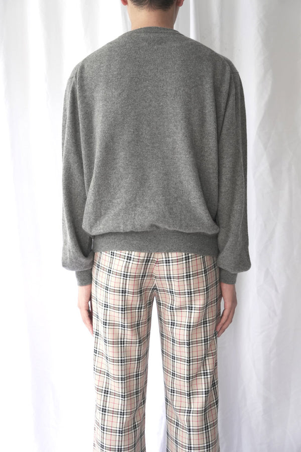 CASHMERE CREW NECK CARDIGAN .16 / HEATHER GRAY