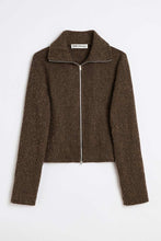 画像をギャラリービューアに読み込む, SLIM ZIP LONGSLEEVE / BROWN SPARSE BUCKLE WEAVE