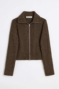 SLIM ZIP LONGSLEEVE / BROWN SPARSE BUCKLE WEAVE