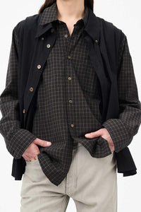 DOUBLE BORROWED SHIRT / BLACK FAUX LUMBERJACK CHECK