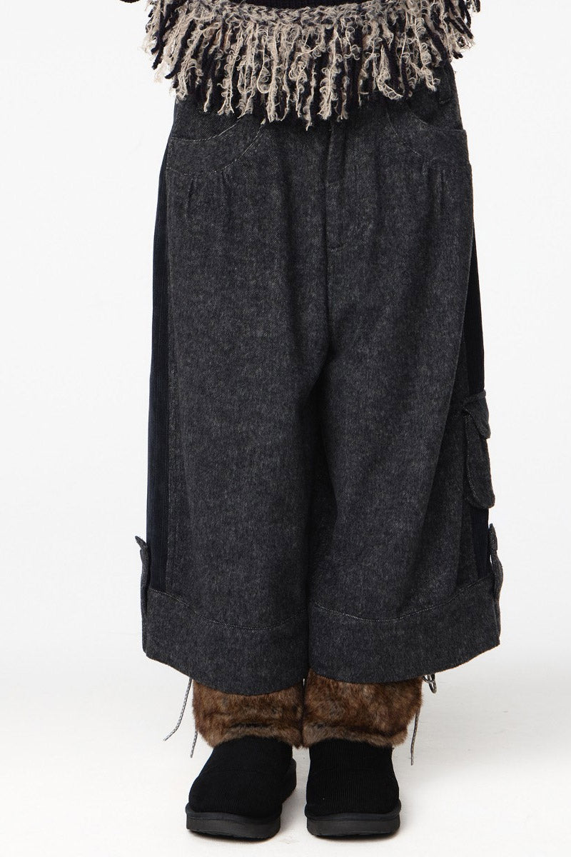 SIDE PANEL WIDE PANTS / DARK GREY