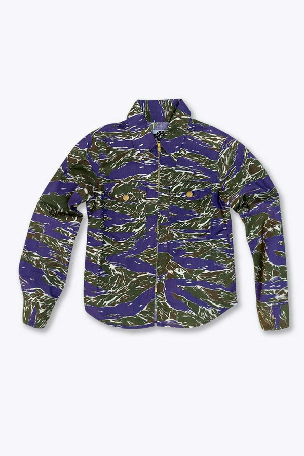 AGNES B | 90'S TIGER CAMO ZIP SHIRT JACKET [USED]