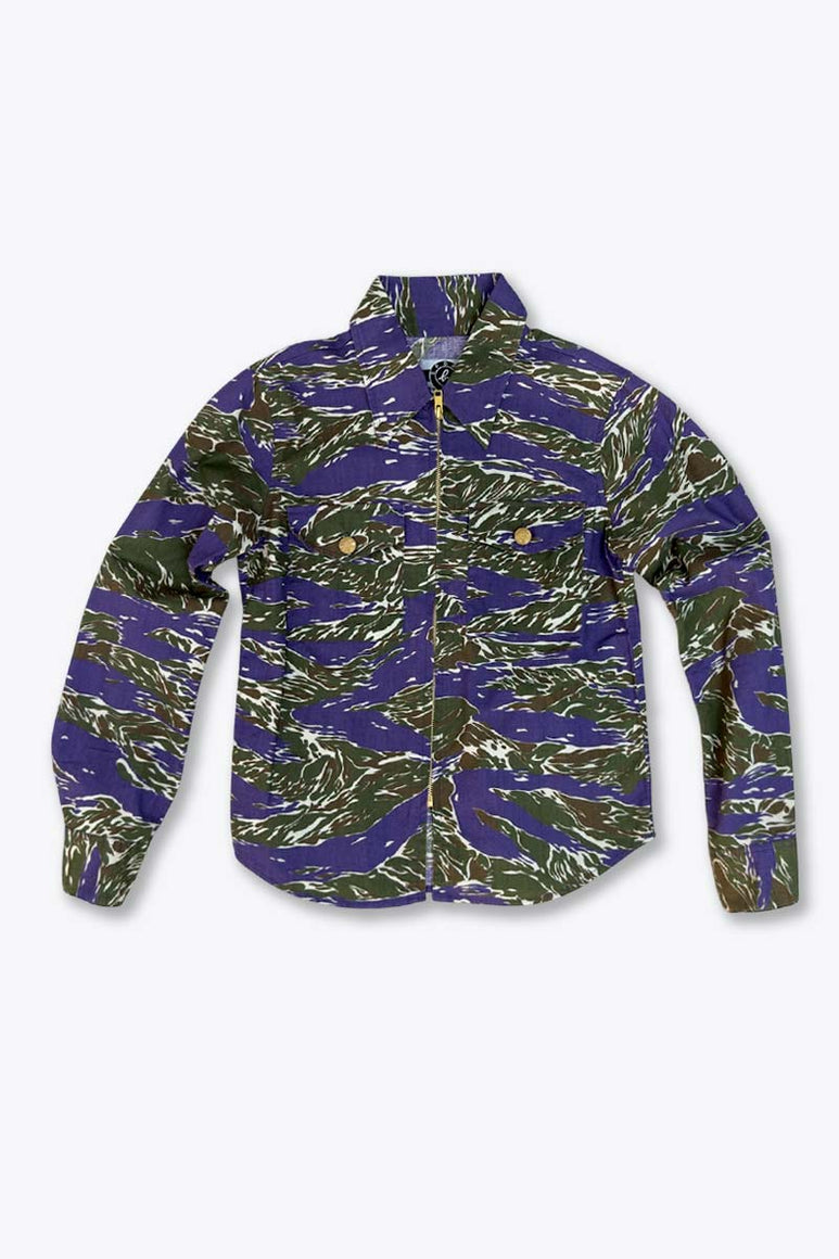 AGNES B | 90'S TIGER CAMO ZIP SHIRT JACKET [USED]