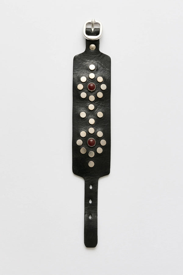 BLOSSOM BRACELET / FLECKING BLACK LEATHER