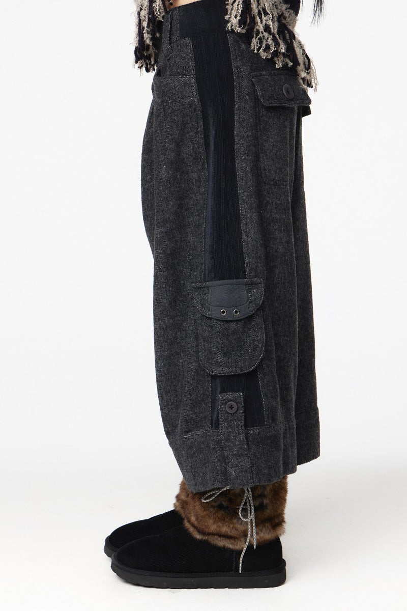 SIDE PANEL WIDE PANTS / DARK GREY