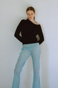 SKIN PU SEE-THROUGH PANTS / LIGHT BLUE