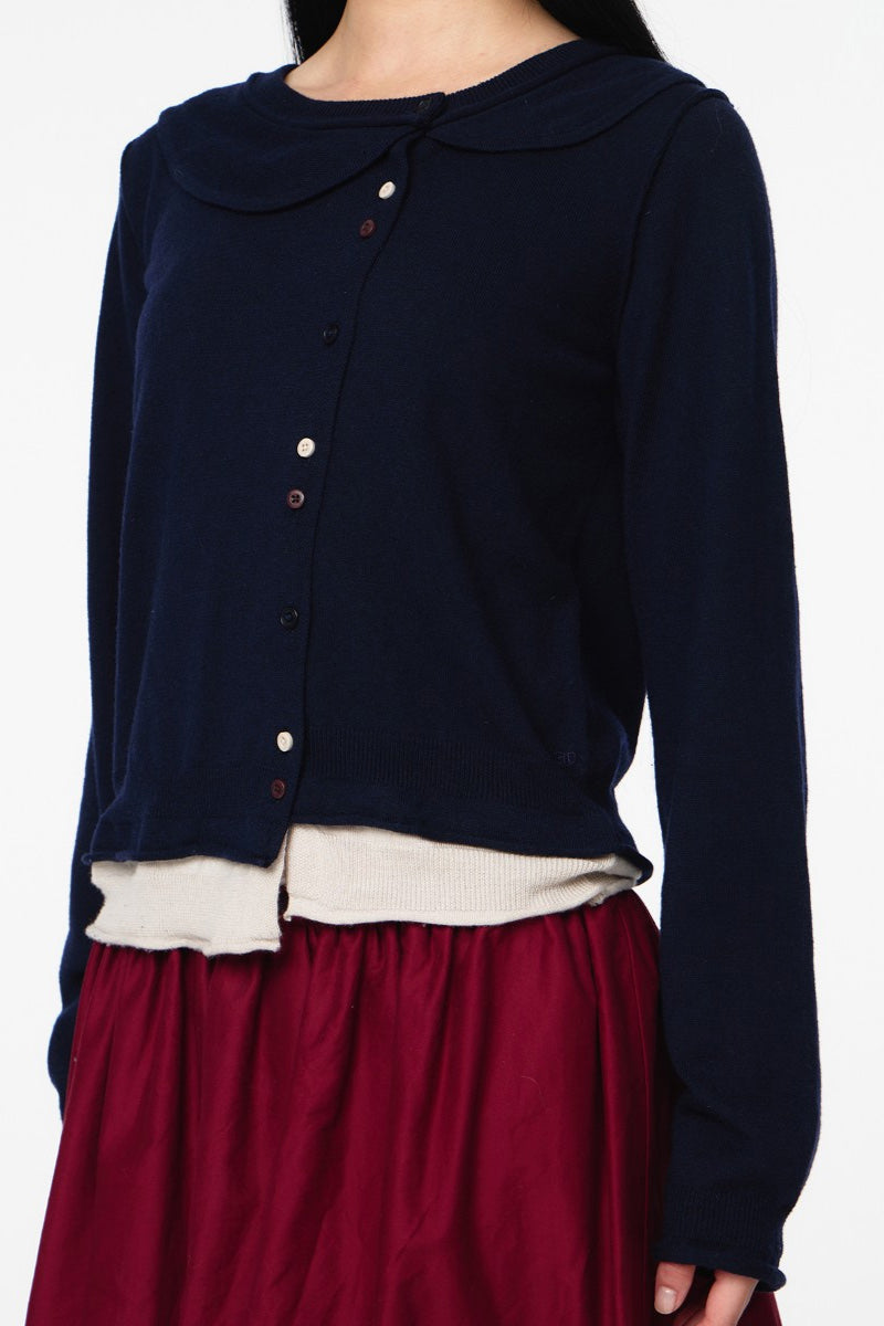 ROUND COLLAR KNIT CARDIGAN / NAVY