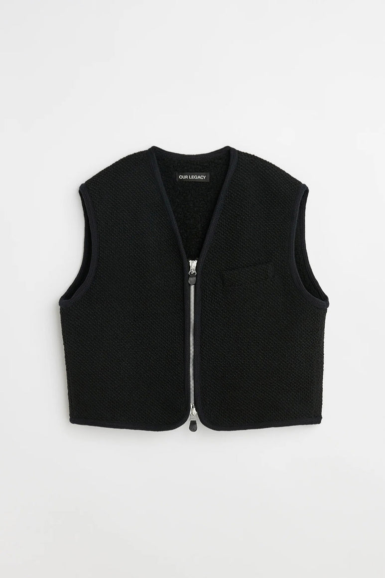 TOP VEST / EVENING BLACK BOUCLE WOOL