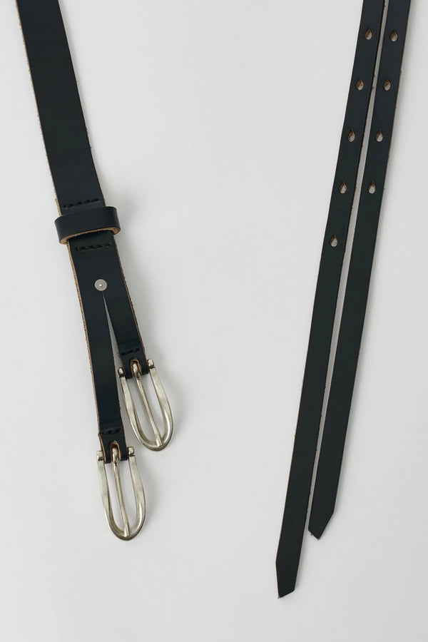 TWIN TONGUE BELT / BLACK CHROMEXCEL LEATHER [Scheduled for arrival in AW26]