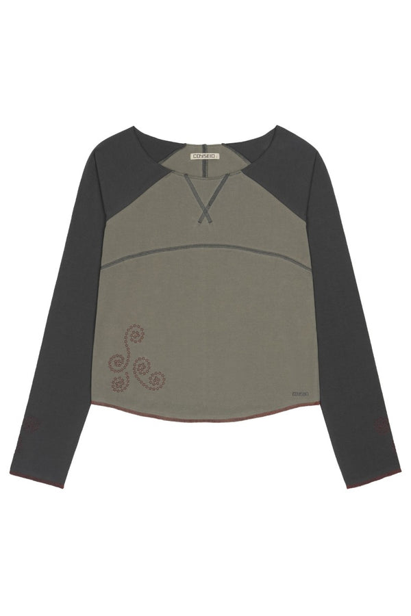CUT-OFF RAGLAN LONG SLEEVE / CHARCOAL