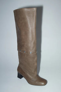 JOLIE SNAPS DETACHABLE LEATHER BOOTS / BROWN