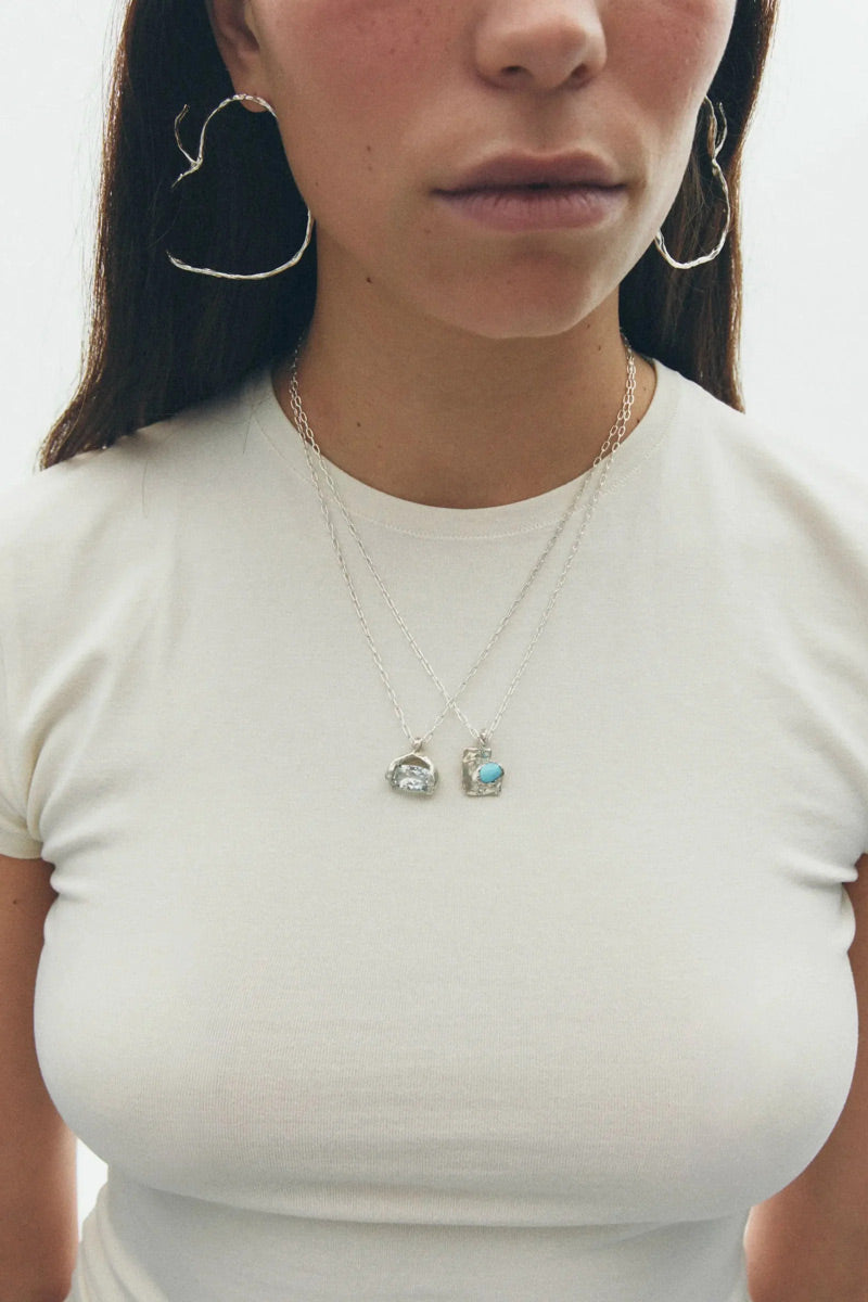 NECTAR NECKLACE / 925 STERLING SILVER - GREEN CLEAN PREHNITE