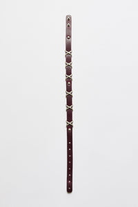 2CM CHOKER / TRIO CROSS MERLOT RED LEATHER
