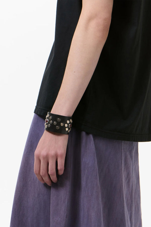BLOSSOM BRACELET / FLECKING BLACK LEATHER