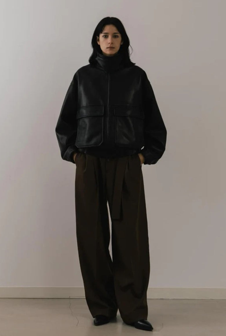 SHEEP LEATHER SHORT BLOUSON / BLACK