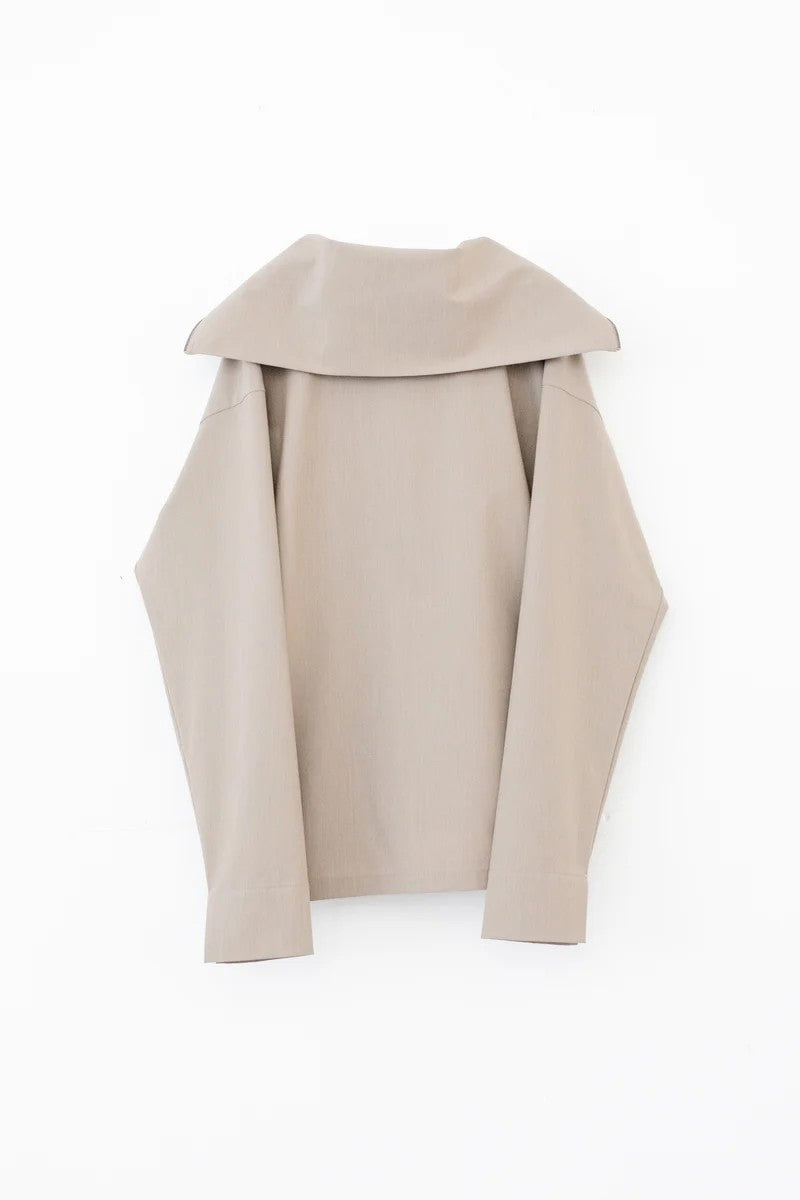 WOOLY NYLON HALF ZIP SHIRT / TAUPE