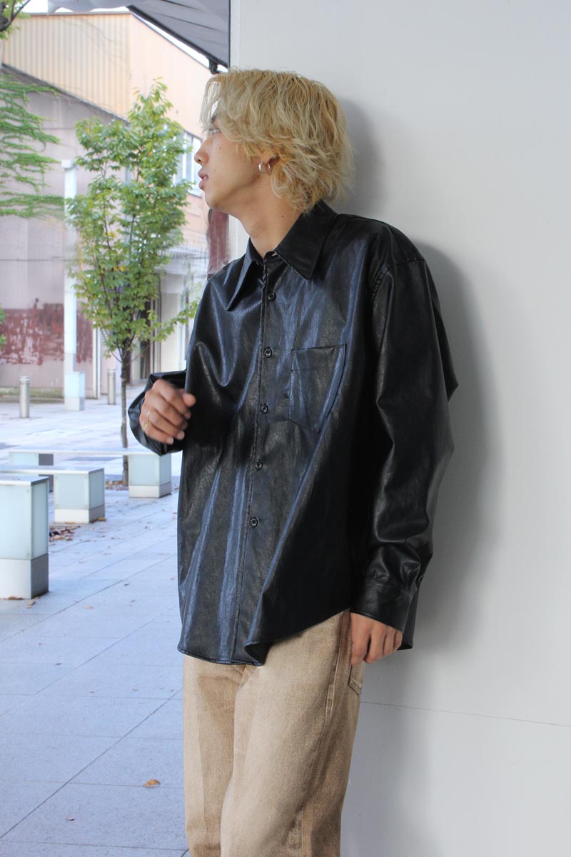 OUR LEGACY | COCO 70S SHIRT / CAGEIAN BLACK FAKE LEATHER レザー