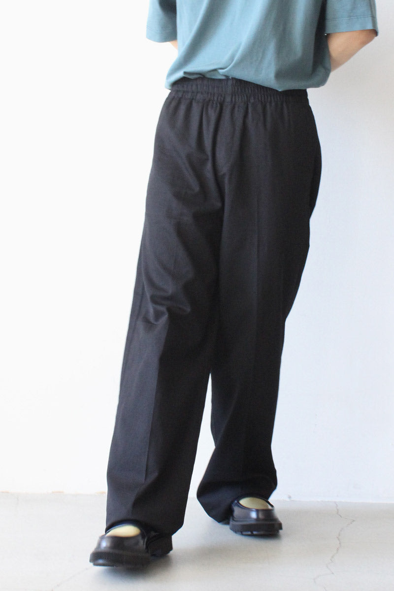 HOPE | WIND ELASTIC TROUSER / BLACK SOFT TWILL Cotton twill easy