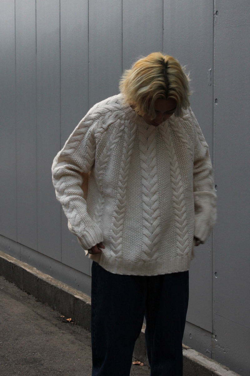 CABLE SWEATER / BONE WHITE WOOL [60% OFF]
