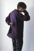 Load image into Gallery viewer, NON-BINARY LINEN SHIRT / PURPLE CHECK [30%OFF]
