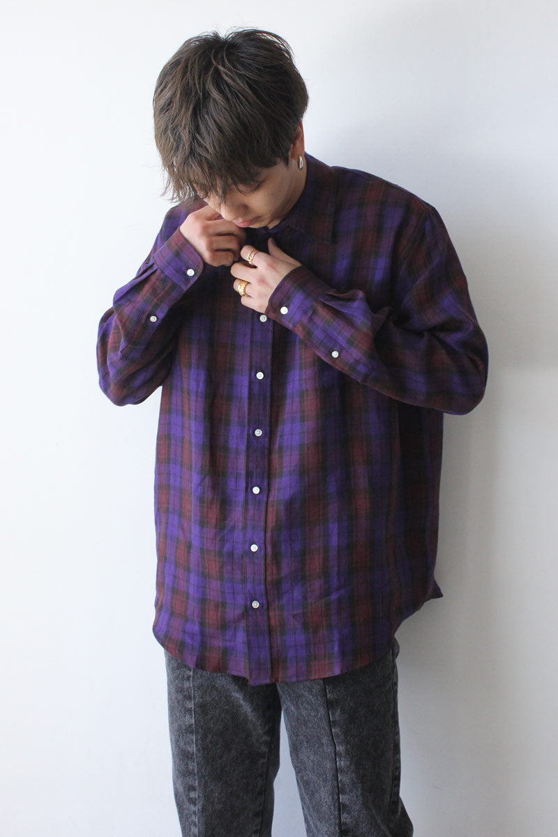 SHIRT NON-BINARY LINEN / PURPLE CHECK [70%OFF]