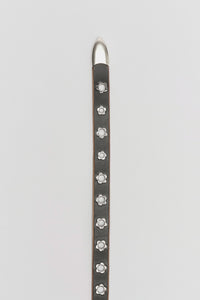 BELT 2CM / FLOWERS ON BLACK LEATHER