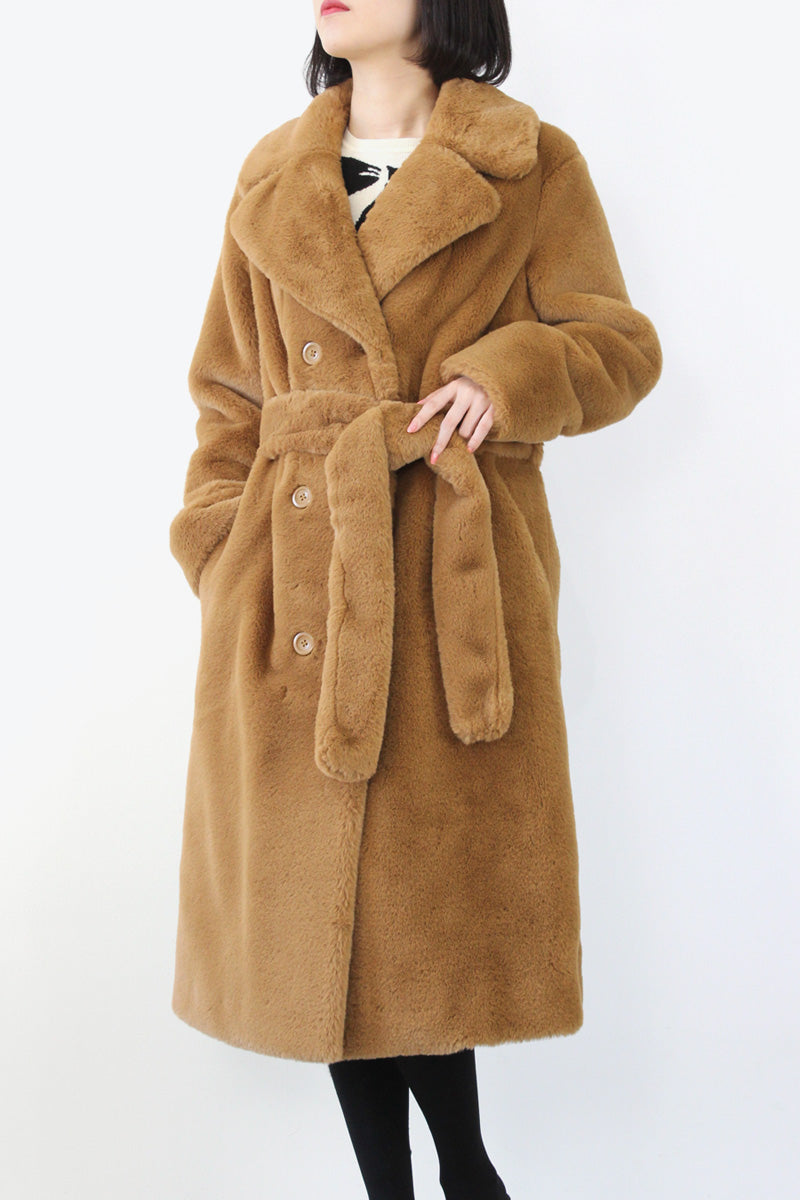 STAND STUDIO | FAUSTINE COAT / NOUGAT エコファーロングコート – STOCK 