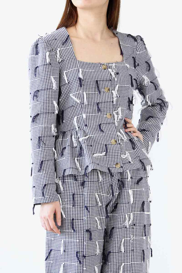 TEO TOP / IVORY NAVY FRINGE [90%OFF]