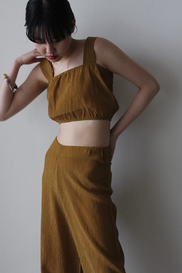 RAFAELA SILK PLEATED TOP / MUSTARD [70%OFF]