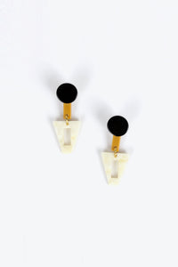 DIPO CREME BRASS AND ACETATE EARRINGS / CREME