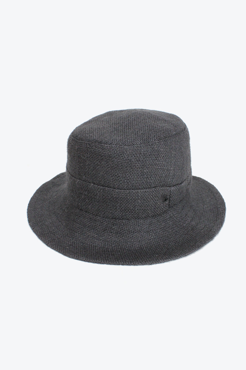 JUTE MID BRIM HAT WITH RIBBON DETAIL / BLACK [50%OFF]
