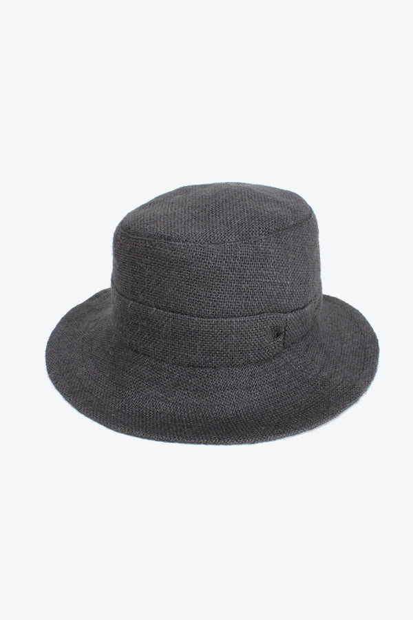 JUTE MID BRIM HAT WITH RIBBON DETAIL / BLACK [50%OFF]