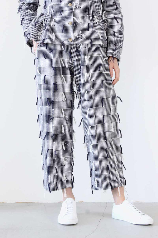 PATCH PANTS / IVORY NAVY FRINGE [90%OFF]