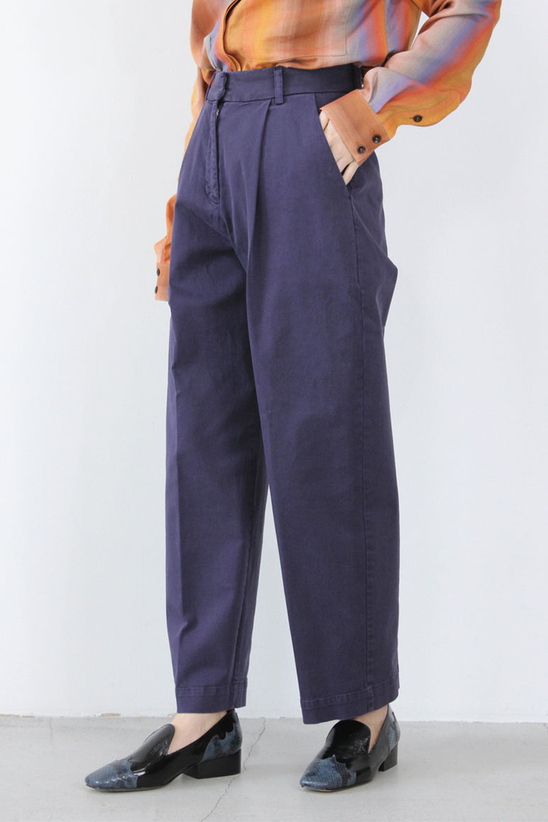 MARKET COTTON TWILL TROUSERS / NAVY