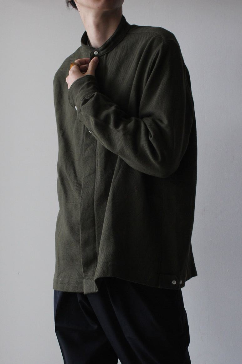 L/S STAND COLLAR SHIRT GVBC / OLIVE SOLID TRIPLE YARN [40%OFF]