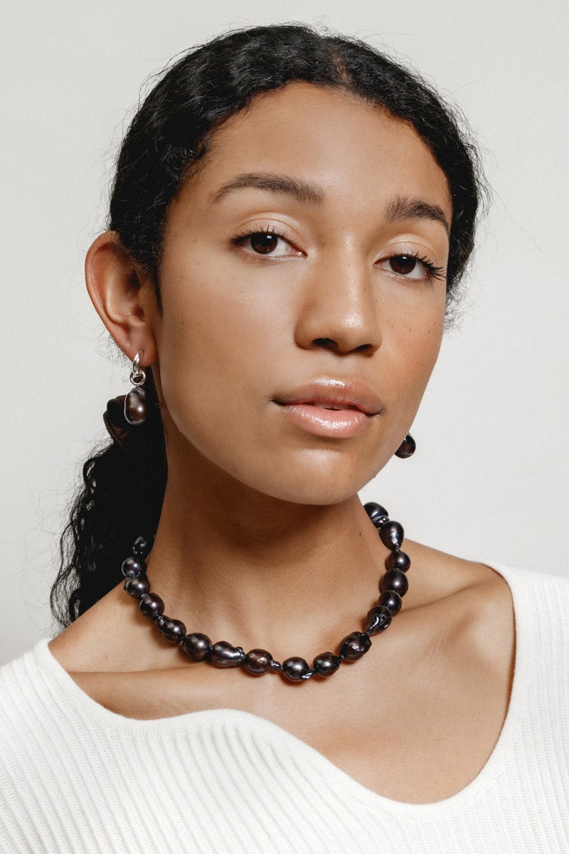 SUKI BLACK PEARL NECKLACE / STERLING SILVER [30%OFF]