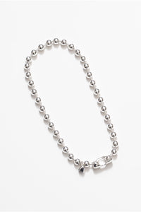 ZOIE BALL CHAIN NECKLACE  / 925 STERLING SILVER PLATED BRASS / BLUE SAPPHIRE GEMSTONE