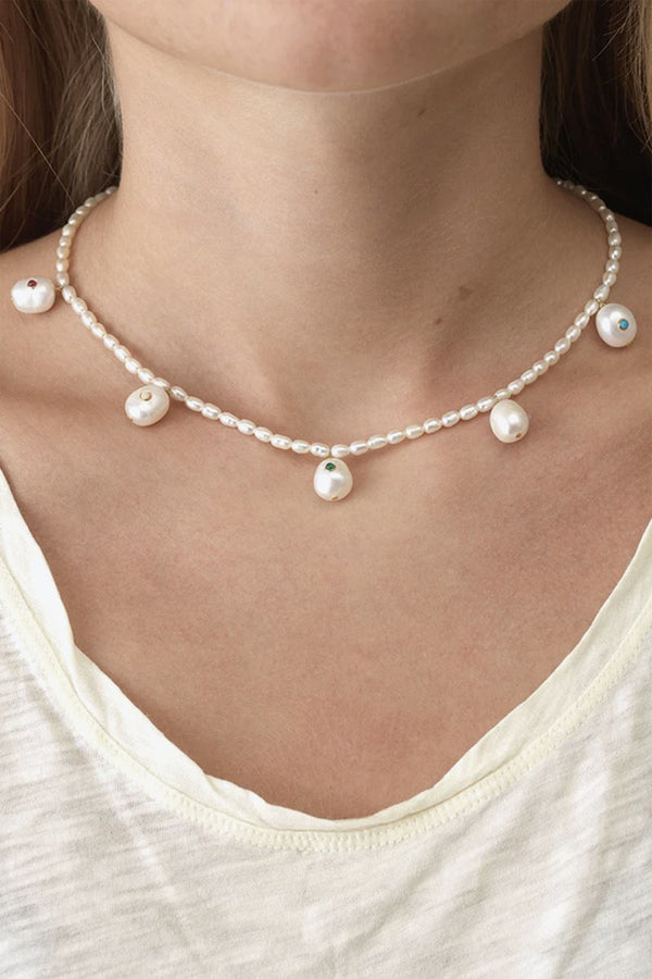 MARIANNE PEARL NECKLACE / 18K GOLD PLATED CHAIN
