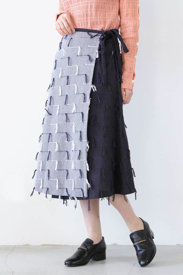 JETTY WRAP SKIRT / TWO TONE FRINGE [90%OFF]