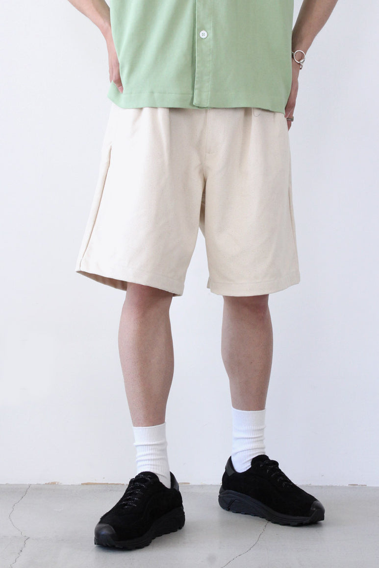 DOUBLE PLEAT SHORTS / NATURAL [70%OFF]