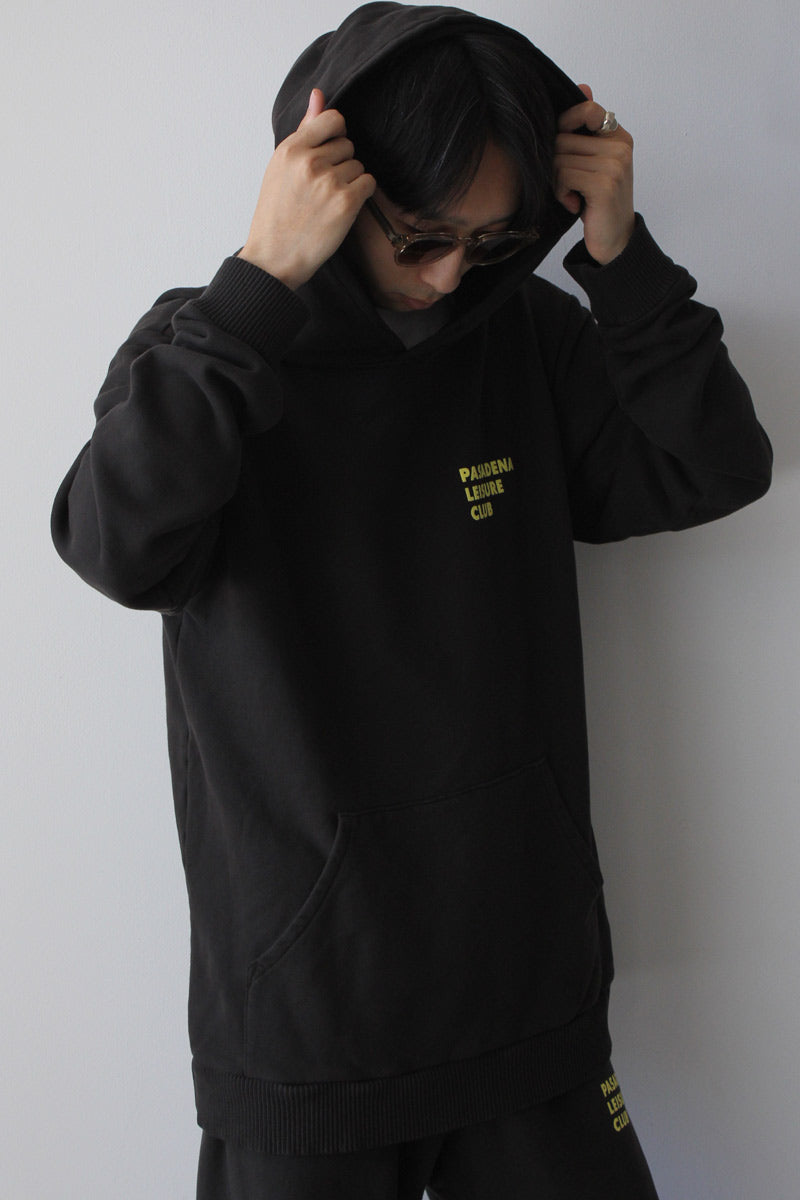 PASADENA LESURE CLUB | PUFF LOGO HOODIE / FADED BLACK ロゴ