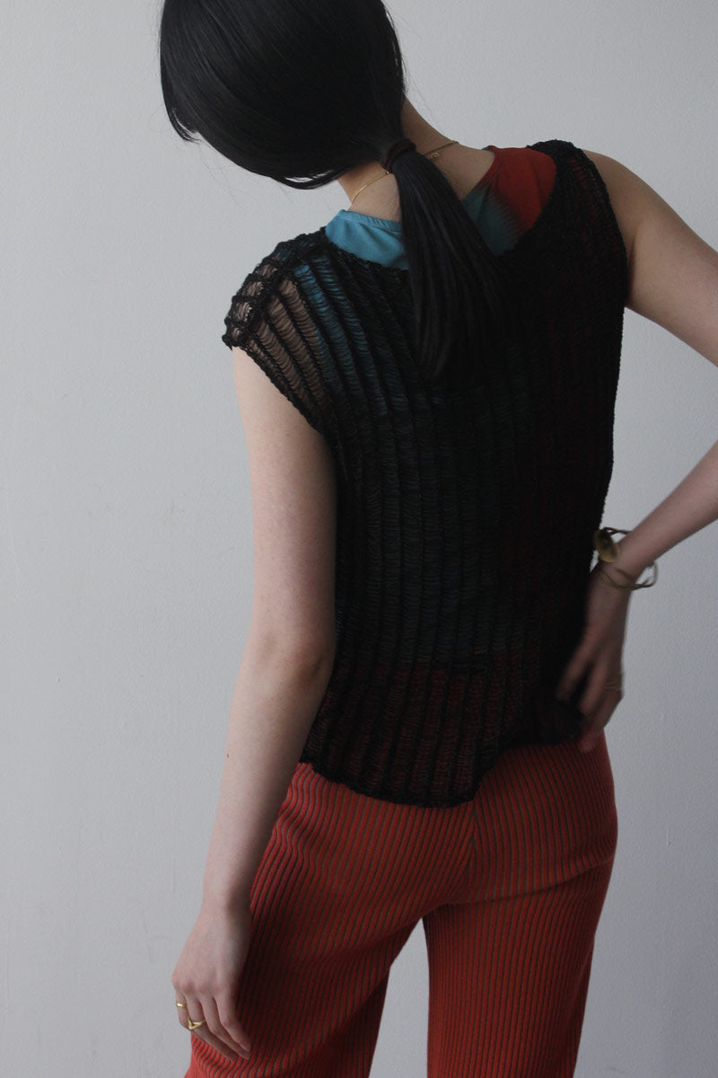 ALVA SHEER KNIT VEST / BROWN [20%OFF]