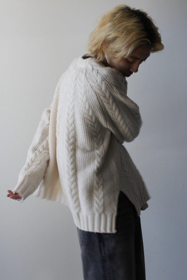 CABLE SWEATER / BONE WHITE WOOL [60%OFF]