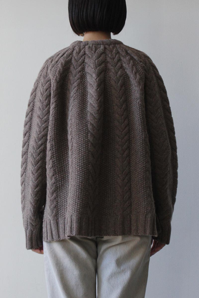 CABLE SWEATER / DK BEIGE MEL WOOL [60%OFF]