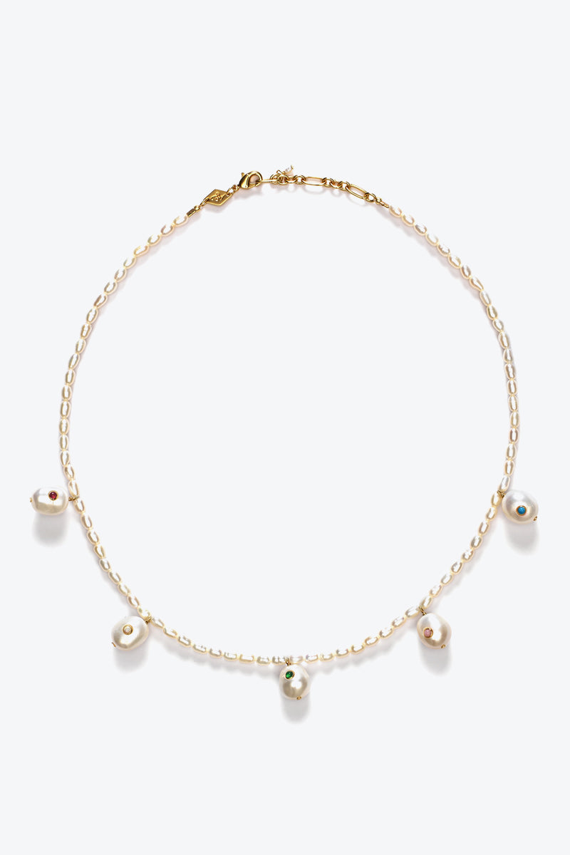 MARIANNE PEARL NECKLACE / 18K GOLD PLATED CHAIN