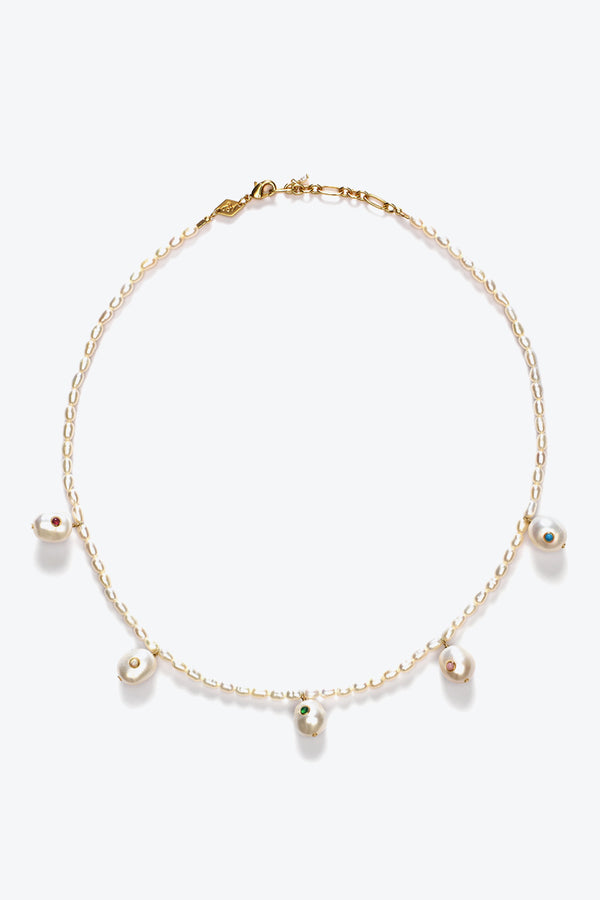 MARIANNE PEARL NECKLACE / 18K GOLD PLATED CHAIN