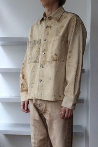OVERSHIRT WORKWEAR STAINED / OFF WHITE AND GREY