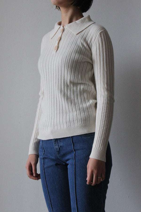 LILY - KNITTED POLO / BEIGE [70%OFF]